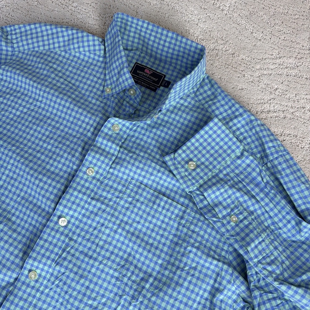 Men's Vineyard Vines Performance Large Classic Fit Murray Gingham‎ Long Sleeve
